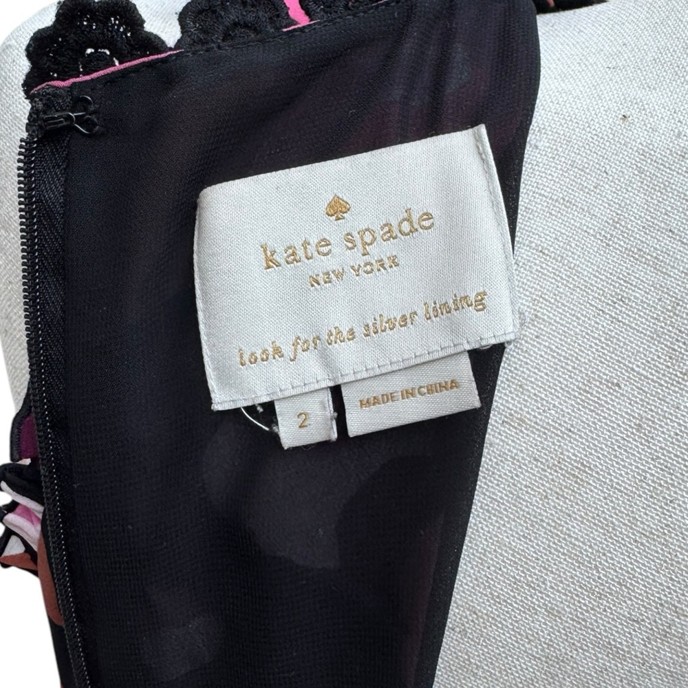 Kate Spade Blooming Floral Mini Dress Size 2 Small Flirty Summer Garden Party - Picture 13 of 15